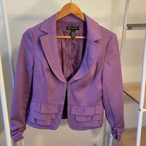 Purple peplum ruffle blazer